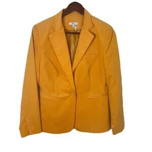 Tyler Boe Orange Yellow Cotton Blend One Button Blazer Thin Corduroy Women Sz 4